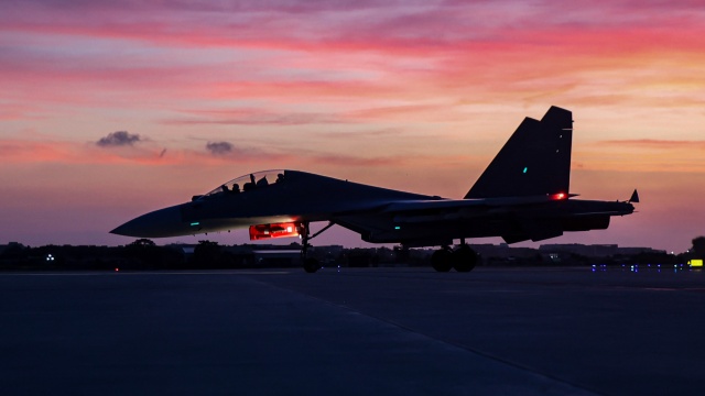 Fighter jet returns at dawn